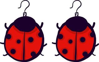 Boucles d'oreilles coccinelle , illustration, vecteur sur fond blanc