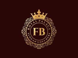 lettre fb logo victorien de luxe royal antique avec cadre ornemental. vecteur