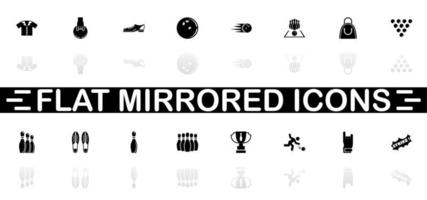 icônes de bowling - symbole noir sur fond blanc. simple illustration. icône de vecteur plat. ombre de réflexion miroir. peut être utilisé dans les projets logo, web, mobile et ui ux.