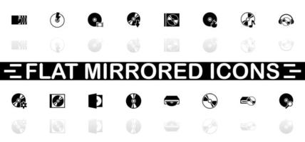 icônes de disque compact - symbole noir sur fond blanc. simple illustration. icône de vecteur plat. ombre de réflexion miroir. peut être utilisé dans les projets logo, web, mobile et ui ux.