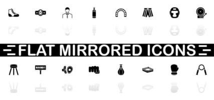 icônes de boxe et de combat - symbole noir sur fond blanc. simple illustration. icône de vecteur plat. ombre de réflexion miroir. peut être utilisé dans les projets logo, web, mobile et ui ux.