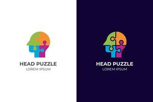 tête de puzzle logo icône illustration vectorielle. cerveau intelligence symbole logo puzzle illustration pour le minerai mental ou la santé mentale vecteur