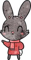 lapin mignon dessin animé texture grunge rétro vecteur