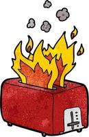 grille-pain de dessin animé en feu vecteur