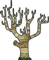 arbre d'hiver dessin animé texture grunge rétro vecteur