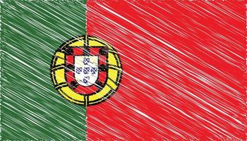 gros plan du drapeau national du portugal avec illustration vectorielle effet gribouillis vecteur