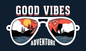 bonne vibes aventure typographie illustration vectorielle et design coloré vecteur