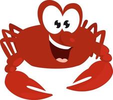 crabe heureux, illustration, vecteur sur fond blanc