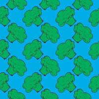 brocoli vert, modèle sans couture sur fond bleu. vecteur