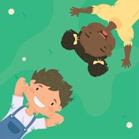 couple interracial de petits enfants vecteur