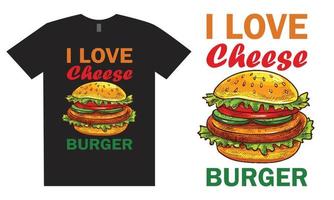 j'aime la conception de t-shirt burger au fromage vecteur