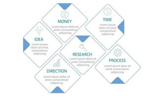 infographie d'entreprise avec 6 éléments ou éléments. illustration vectorielle vecteur