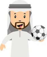 hommes arabes avec football, illustration, vecteur sur fond blanc.