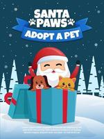 affiche d'adoption des pattes du père noël vecteur