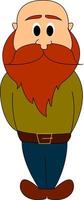 homme avec une longue barbe rouge, illustration, vecteur sur fond blanc.