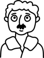homme aux cheveux bouclés et à la moustache, illustration, sur fond blanc. vecteur