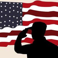 drapeau américain et silhouette de soldat adaptés à la journée des anciens combattants, au jour de l'indépendance, au jour du souvenir, au 4 juillet ou à la fête du travail. vecteur