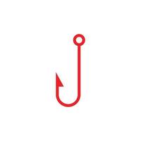 eps10 icône de ligne de crochet de pêche barbelé vecteur rouge isolé sur fond blanc. symbole de contour d'attirail de pêche vide dans un style moderne simple et plat pour la conception de votre site Web, votre logo et votre application mobile