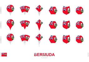 collection du drapeau des bermudes sous différentes formes et avec trois effets différents. vecteur
