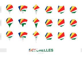 collection du drapeau des seychelles sous différentes formes et avec trois effets différents. vecteur