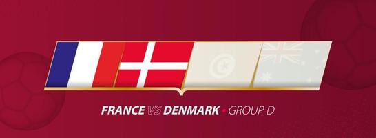 illustration de match de football france - danemark dans le groupe a. vecteur