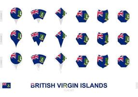 collection du drapeau des îles vierges britanniques sous différentes formes et avec trois effets différents. vecteur