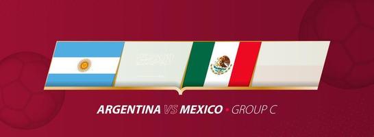 illustration de match de football argentine - mexique dans le groupe a. vecteur