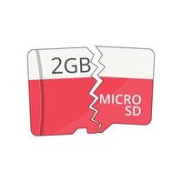 vecteur micro sd cassé isolé