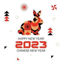 bannière avec le nouvel an chinois 2023. l'année du lapin. zodiaque asiatique. affiche blanche vecteur