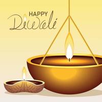 joyeux diwali lumières festives vecteur