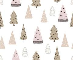 modèle vectorielle continue avec des arbres de noël dans un style doodle. vecteur