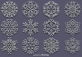 Vector Set Of 12 Blanc Snowflakes