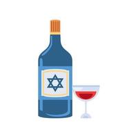 icône de hanukkah vin et verre vecteur