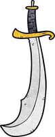épée mignonne de dessin animé de texture grunge rétro vecteur