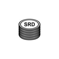 monnaie du suriname, srd, symbole d'icône d'argent du suriname. illustration vectorielle vecteur