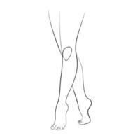 jambes féminines, dessin au trait, dessin d'une ligne. illustration élégante vecteur