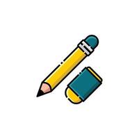 icône linéaire remplie de crayon et de gomme - illustration vectorielle d'icône de retour à l'école vecteur