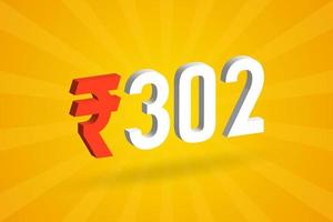 302 roupies symbole 3d image vectorielle de texte en gras. 3d 302 roupie indienne monnaie signe illustration vectorielle vecteur