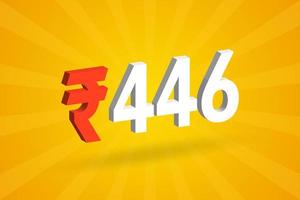 446 roupies symbole 3d image vectorielle de texte en gras. 3d 446 roupie indienne monnaie signe illustration vectorielle vecteur