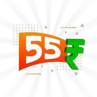 Image vectorielle de texte en gras symbole 55 roupies. 55 roupie indienne monnaie signe illustration vectorielle vecteur