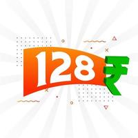 Image vectorielle de 128 roupies texte gras symbole. 128 roupie indienne monnaie signe illustration vectorielle vecteur