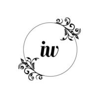 initiale iw logo monogramme lettre élégance féminine vecteur