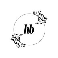 initiale hb logo monogramme lettre élégance féminine vecteur