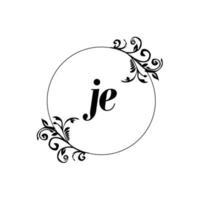 initiale je logo monogramme lettre élégance féminine vecteur