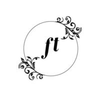 initial ft logo monogramme lettre élégance féminine vecteur