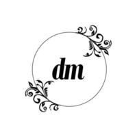 initiale dm logo monogramme lettre élégance féminine vecteur