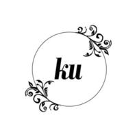 initiale ku logo monogramme lettre élégance féminine vecteur