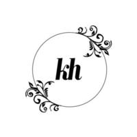 initiale kh logo monogramme lettre élégance féminine vecteur