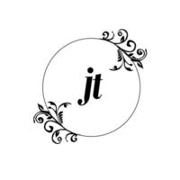 initiale jt logo monogramme lettre élégance féminine vecteur