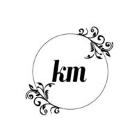 initiale km logo monogramme lettre élégance féminine vecteur